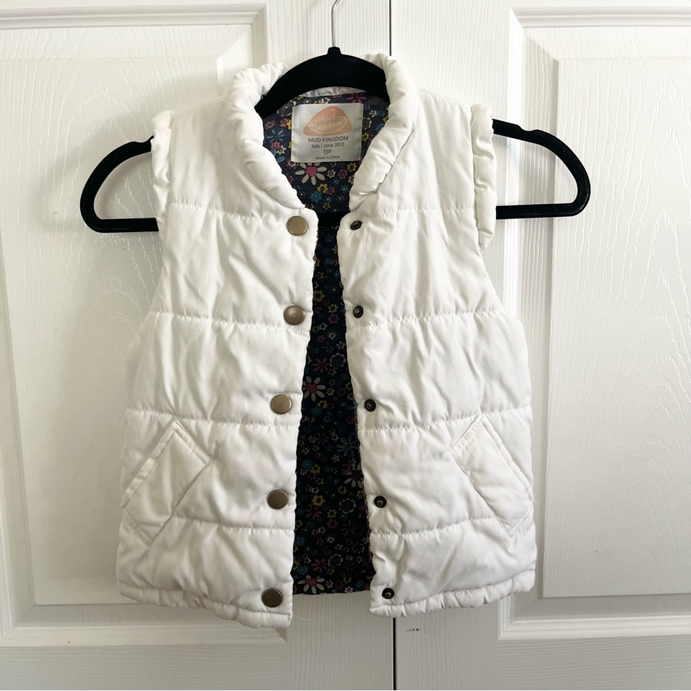 5 for $25! Mud Kingdom Cozy White Kids Puffer Vest
